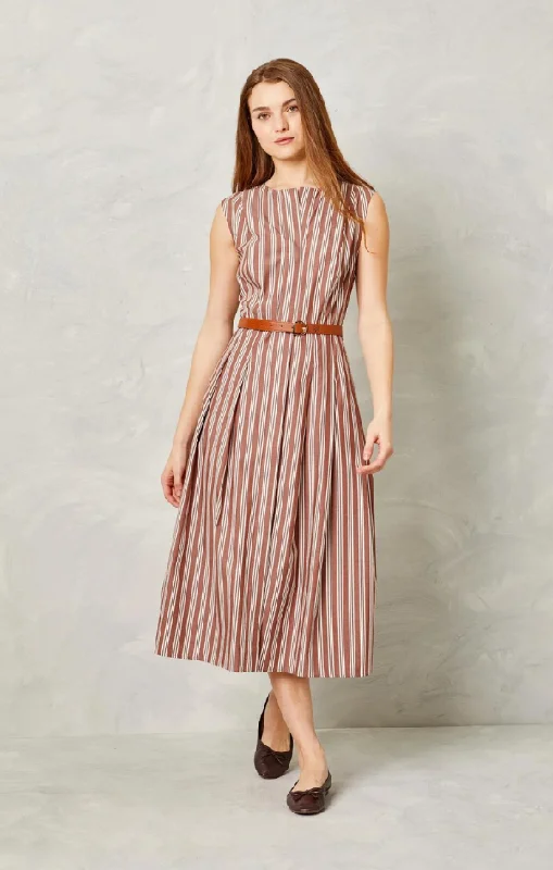 Hadley Dress in Cappuccino White Stripe Tunics Lace romantic