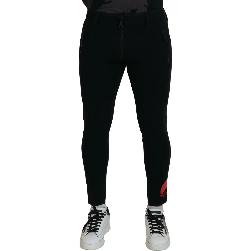 Dsquared² Back Polyamide Slim Fit Logo Print Pants Stylish Harem Pants