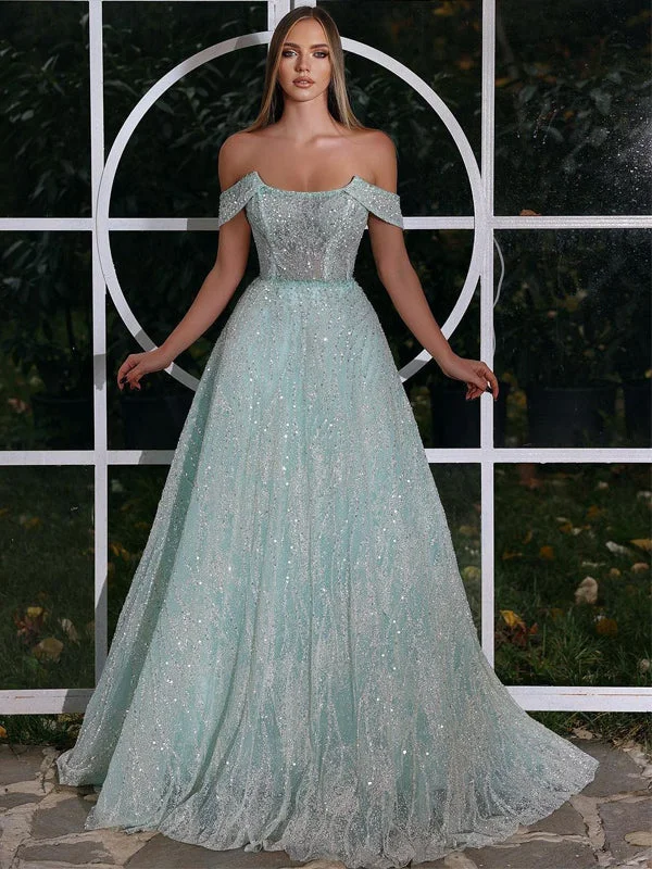 Sparkly Straight A-line Tulle Long Prom Dresses,Party Dresses, PDS0289 Tunics Top rated