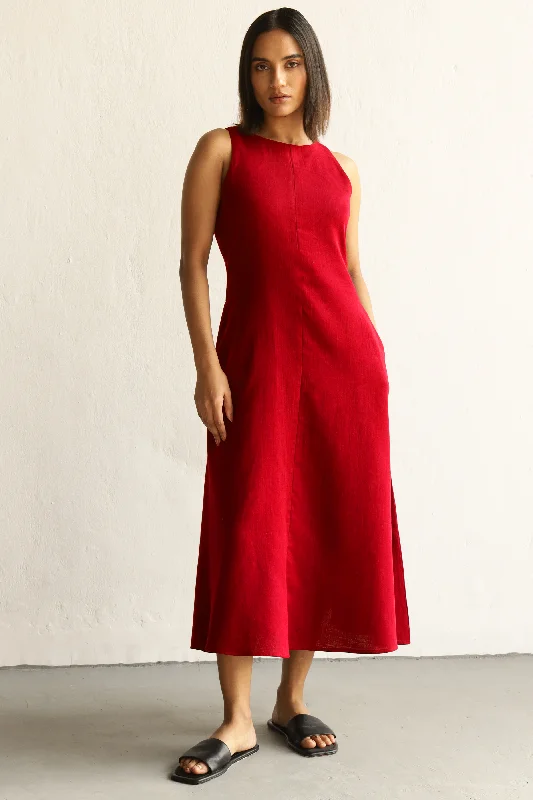 Anna Pocket Dress : Poppy Red Tunics Chic fashionable
