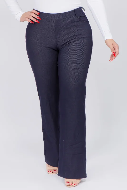 Plus Size Denim Flare Cotton Blend Pants Comfortable Jogger Trousers