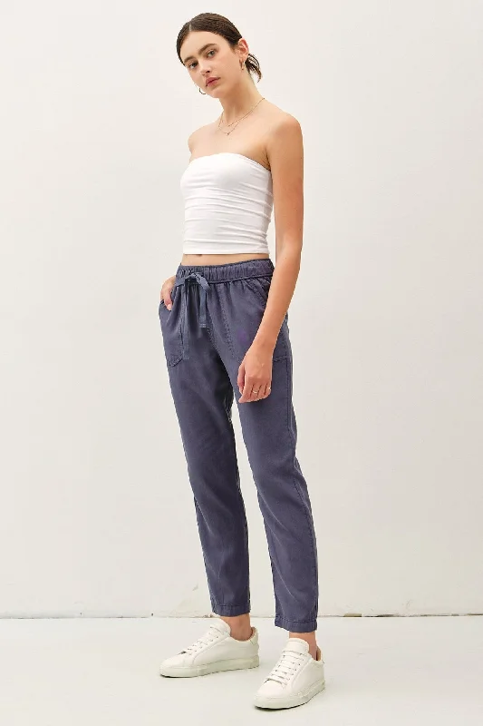 Tencel Ankle Pants Comfy High-Waist Jeans