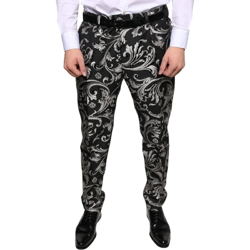 Dolce & Gabbana Black Jacquard Skinny Dress Pants Soft Stretch Pants