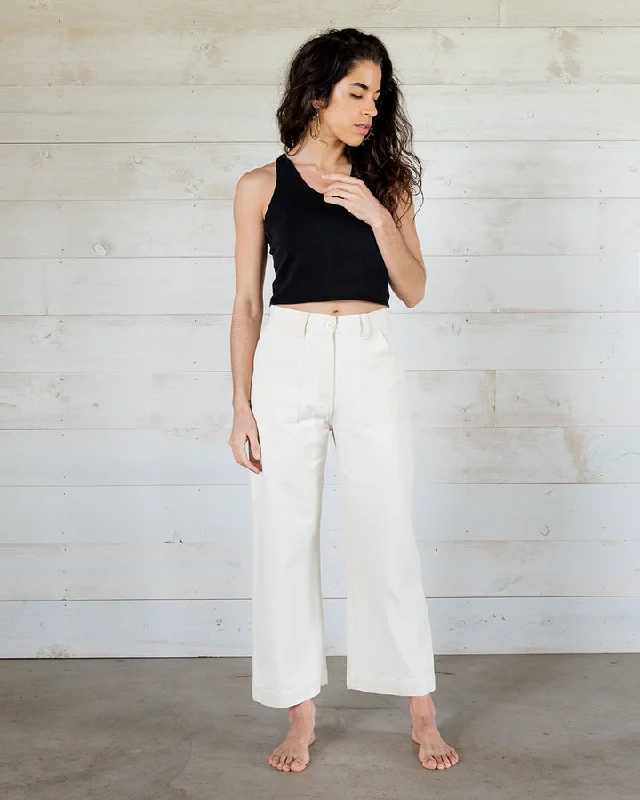 Wide Leg Cargo Pants (White) High-Waist Jogger Pants
