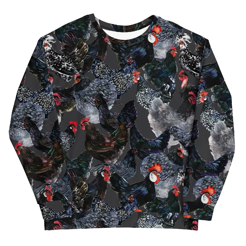 Midnight Chickens Unisex Crewneck Sweatshirt Hoodie with Drawcord Adjustable Secure