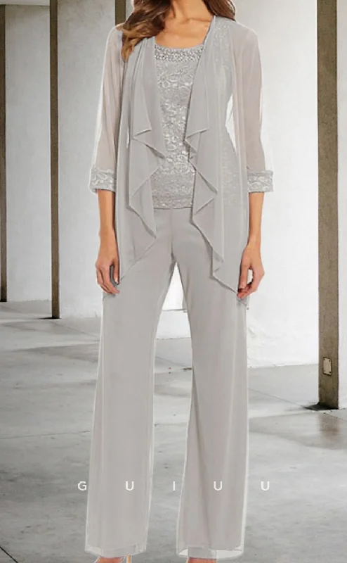 GM067 - Two Piece Pantsuit Plus Size Scoop Neck Floor Length Beaded Ruffles Mother of the Bride Dress2024 High-Waist Trousers GM067 - Two Piece Pantsuit Plus Size Scoop Neck Floor Length Beaded Ruffles Mother of the Bride Dress2024 High-Waist Trousers