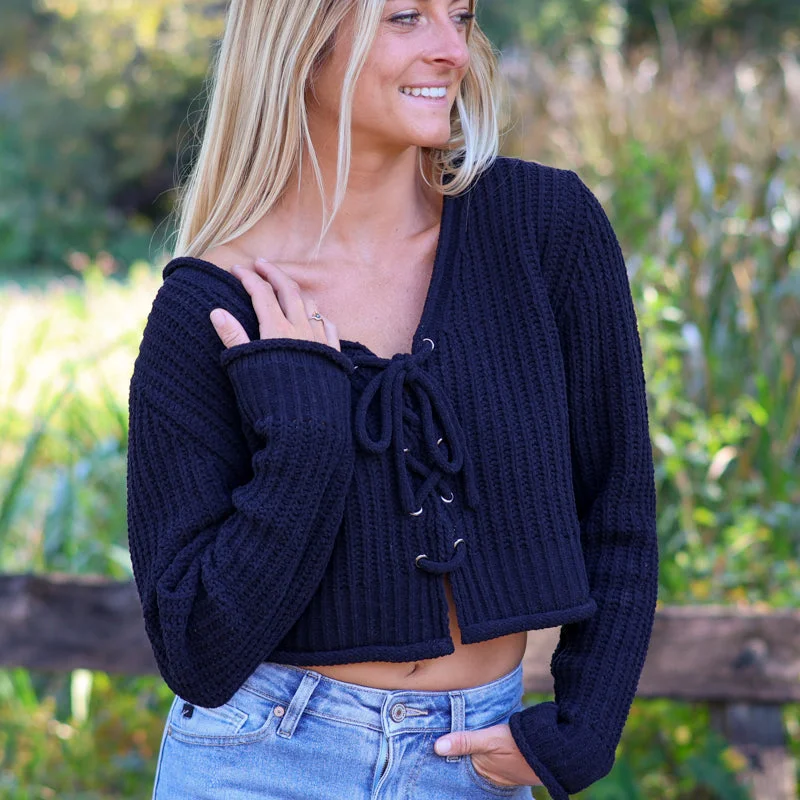 Tie Detail Sweater Collared Crew Neck Turtle Neck