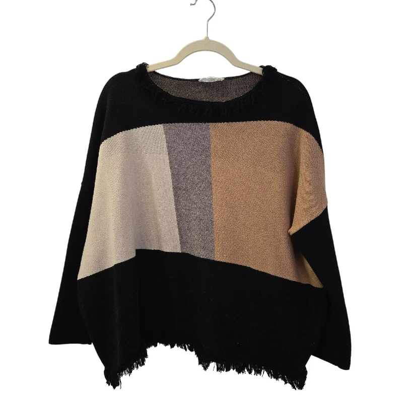 THML Oversized Colorblock Fringe Trim Crewneck Sweater Size Medium Chenille Blend Fleece Blend Nylon Blend THML Oversized Colorblock Fringe Trim Crewneck Sweater Size Medium Chenille Blend Fleece Blend Nylon Blend