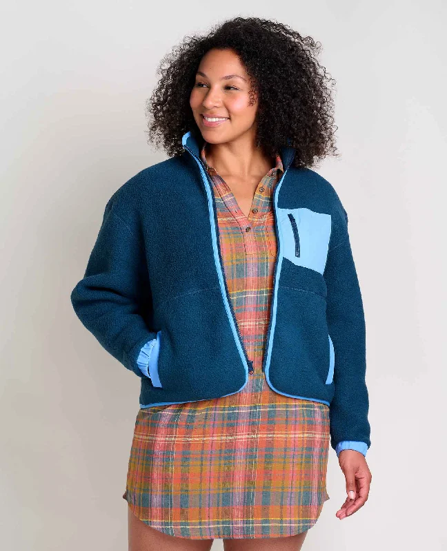 Women's Campo Fleece Jacket Herringbone Jacket Checkered Jacket Solid Jacket