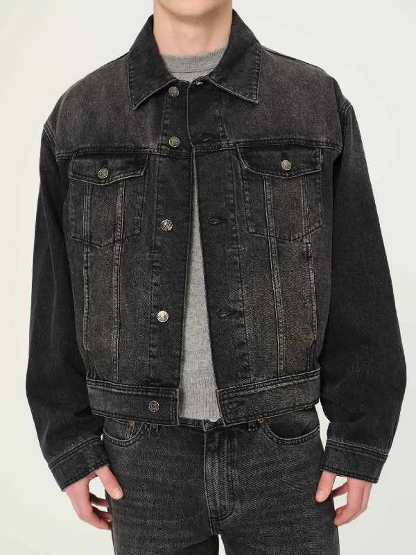Jacky Relaxed Trucker Denim Jacket | Nightshade (Washed Black) Trench Coat Raincoat Waterproof Jacket Jacky Relaxed Trucker Denim Jacket | Nightshade (Washed Black) Trench Coat Raincoat Waterproof Jacket