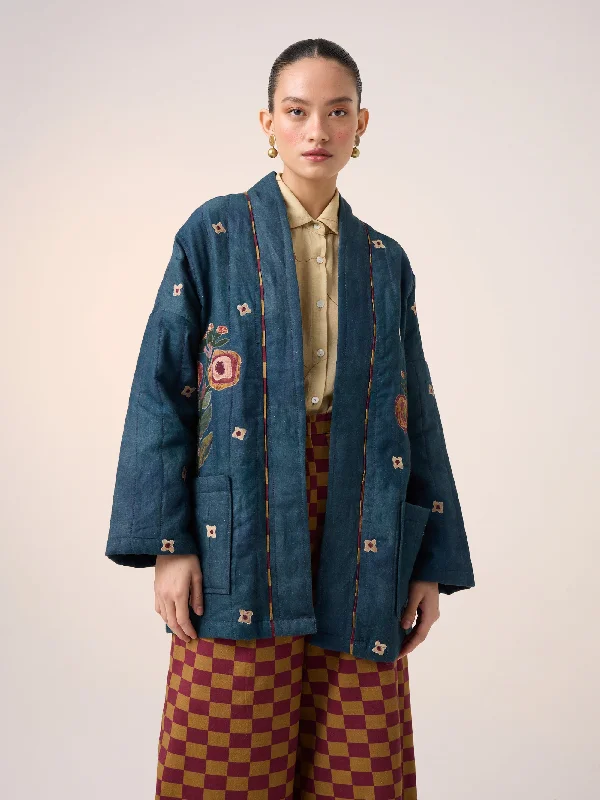 Quilted Front Open Jacket Cotton Fabric Linen Fabric Terry Fabric