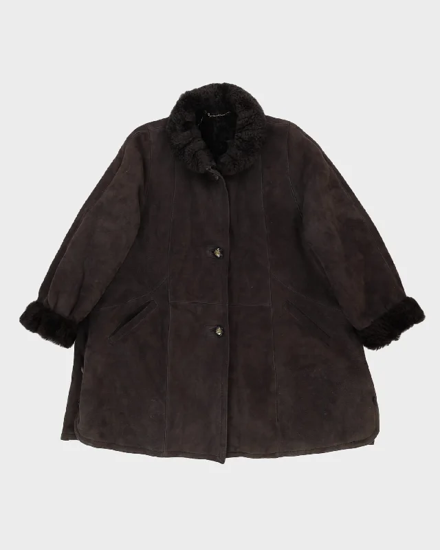 Grey Sheepskin Furlined Jacket - M / L Tailored Jacket Straight Jacket A-Line Jacket Grey Sheepskin Furlined Jacket - M / L Tailored Jacket Straight Jacket A-Line Jacket