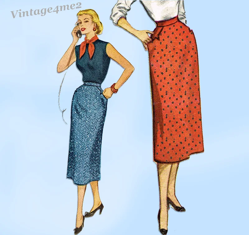 McCall's Pattern 9277: 1950s Easy Misses Slender Skirt 26 W Vintage Sewing Pattern corduroy skirt cozy McCall's Pattern 9277: 1950s Easy Misses Slender Skirt 26 W Vintage Sewing Pattern corduroy skirt cozy