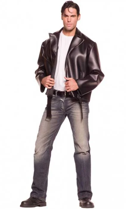 50s Greaser Mens Leather Look Costume Jacket Ribbed Jacket Pleated Jacket Ruffled Jacket 50s Greaser Mens Leather Look Costume Jacket Ribbed Jacket Pleated Jacket Ruffled Jacket