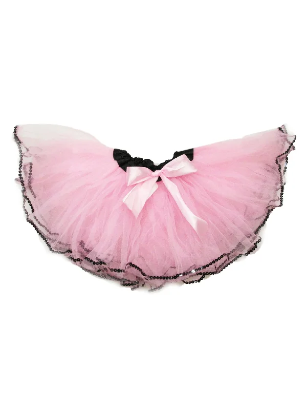 Little Girls Light Pink Black Sequin Trim Tutu Skirt 2-4 wool skirt sturdy