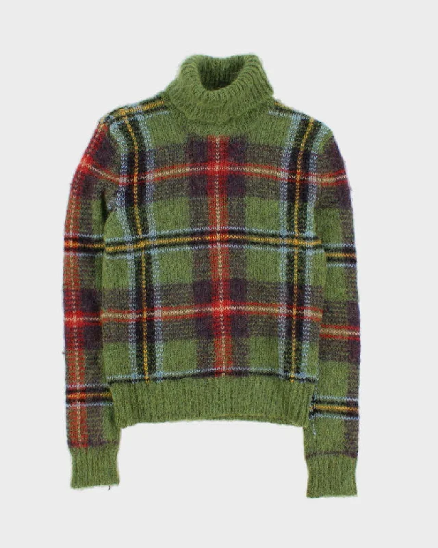 Vintage Women's Green Plaid Ralph Lauren roll Keck Sweater - S Solid Color Striped Floral Print Vintage Women's Green Plaid Ralph Lauren roll Keck Sweater - S Solid Color Striped Floral Print