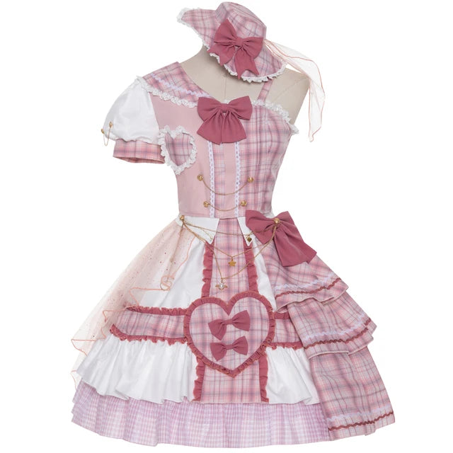 Pink Love Lolita Skirt and Top Set corduroy skirt durable