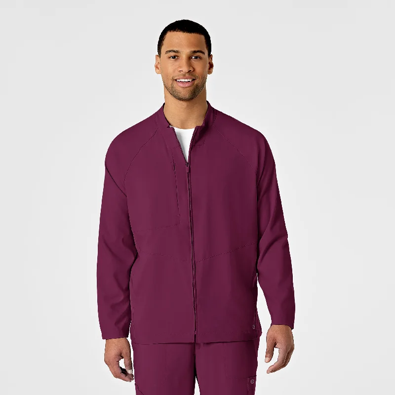 W123 Mens Zip Front Warm Up Scrub Jacket - Wine Fleece Fabric Down Fabric Feather Fabric W123 Mens Zip Front Warm Up Scrub Jacket - Wine Fleece Fabric Down Fabric Feather Fabric