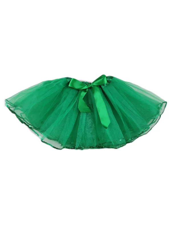 Little Girls Forest Green Sequin Trim Bow Tutu Skirt 2-4 linen skirt light