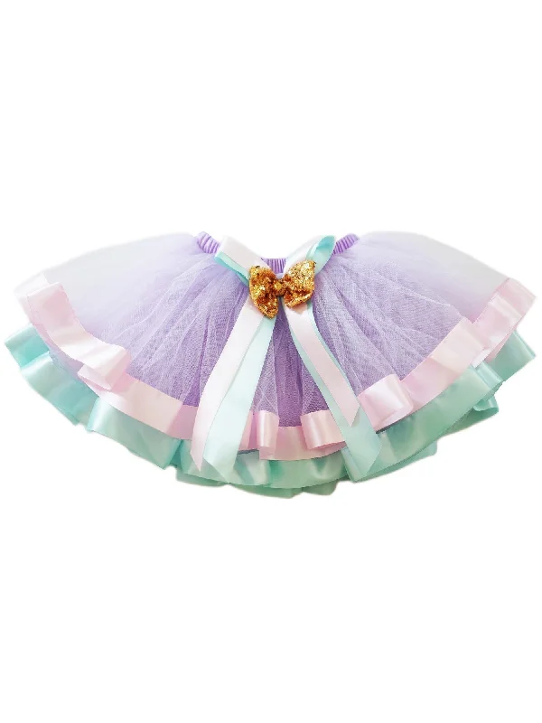 Girls Multi Colors Unicorn Gold Sequin Bow Tutu Skirt 9M-8 silk skirt sleek