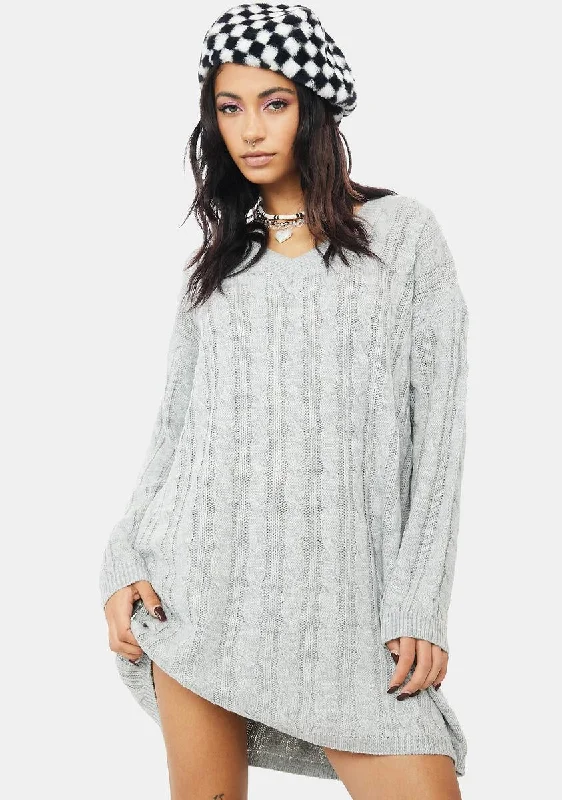 Gloomy Cuddle Weather Sweater Dress Mesh Blend Leather Blend Suede Blend
