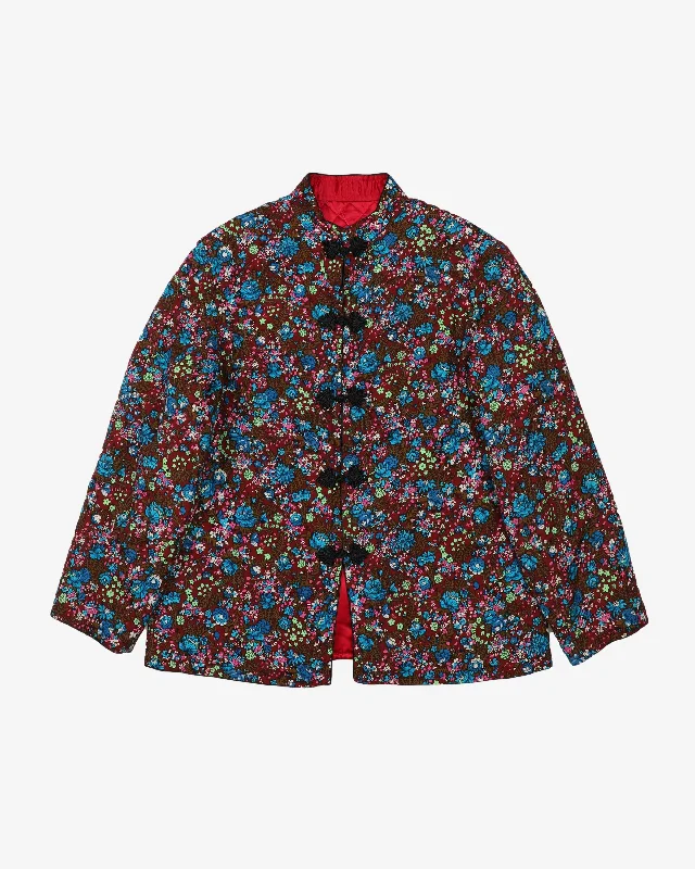 Burgundy And Blue Floral Reversible Jacket - S Herringbone Jacket Houndstooth Jacket Plaid Jacket Burgundy And Blue Floral Reversible Jacket - S Herringbone Jacket Houndstooth Jacket Plaid Jacket