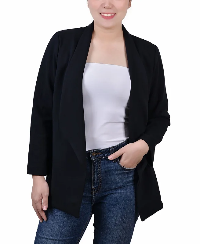 NY Collection Petite 3/4 Sleeve Ponte Jacket Jersey Jacket Tulle Jacket Batik Jacket