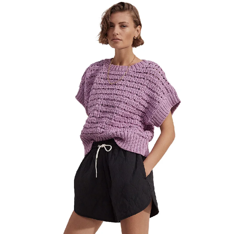 Varley Fillmore Womens Knit Sweater Satin Blend Silk Blend Wool Blend