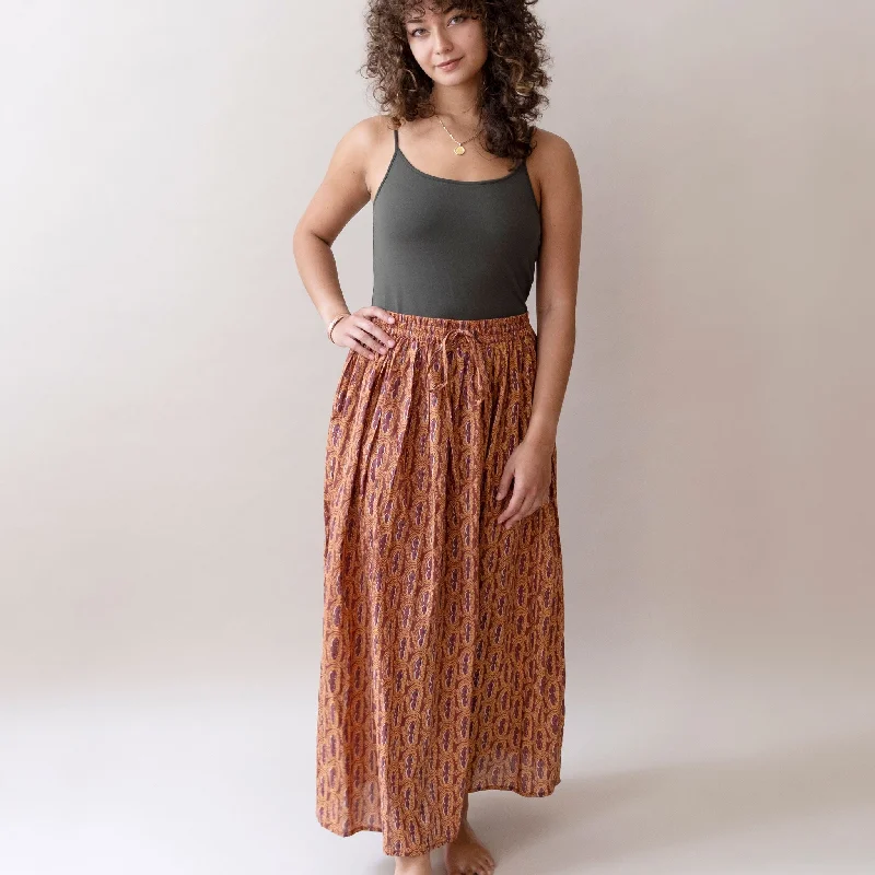 Emma Maxi Skirt- Taza Terracotta leather skirt modern