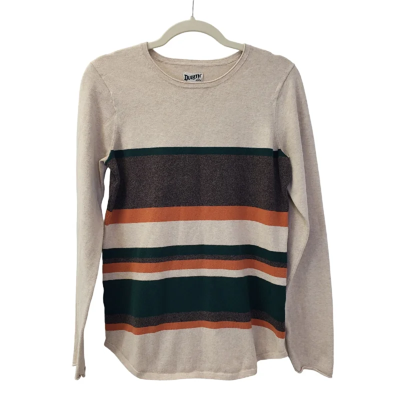 Duluth Trading Company Striped Crewneck Sweater Size XS Chenille Brocade Lace