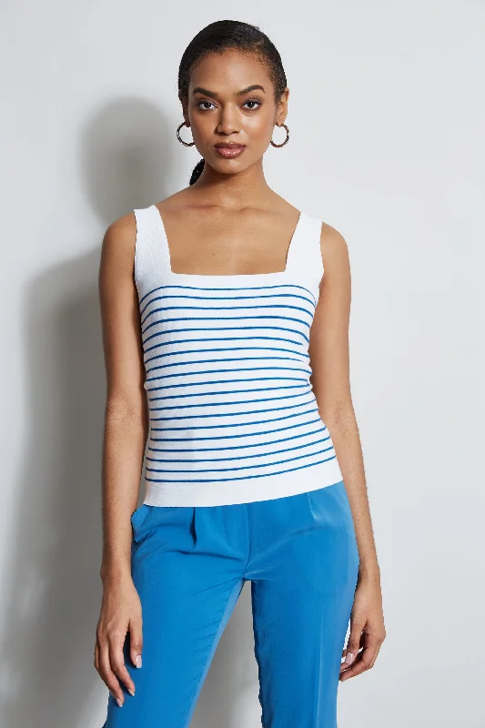 Stripe Square Neck Sweater Thin Thick Dense