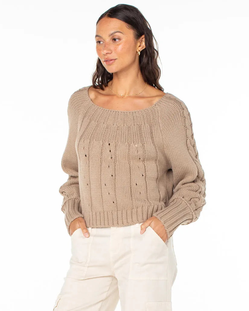Roxy Womens Sweater Day Dream Boat Neck Stretchy Elastic Breathable