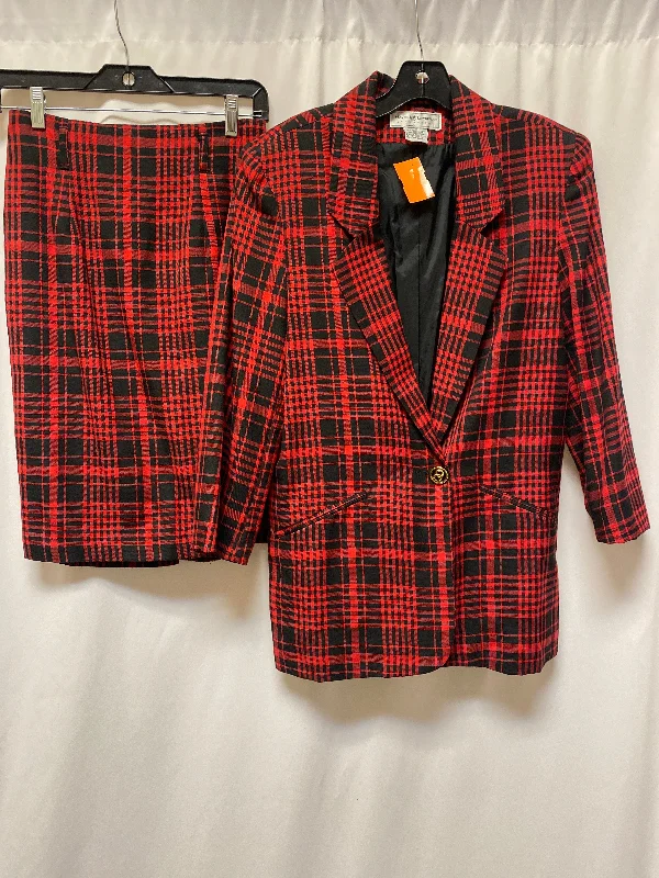 Skirt Suit 2pc By Maggie Lawrence In Black & Red, Size: 8 velvet skirt rich