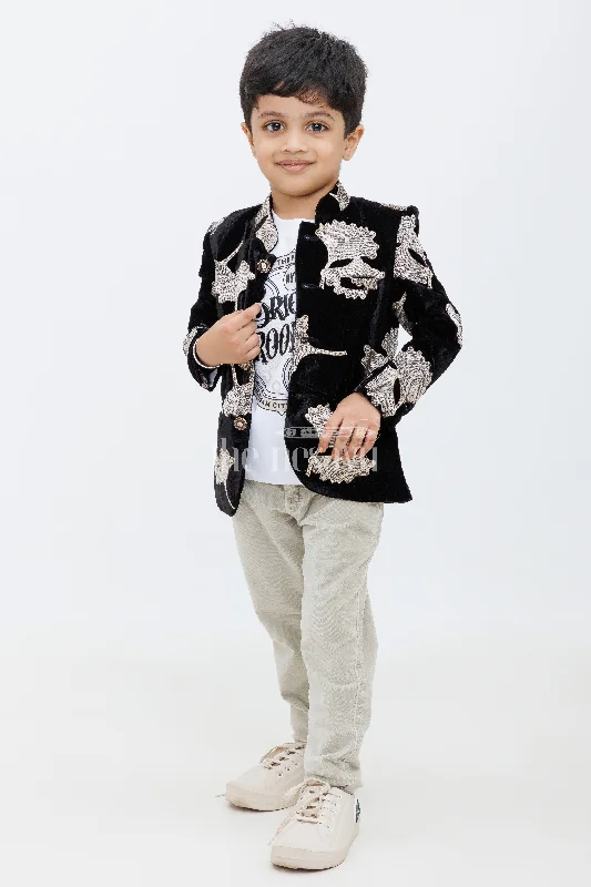 Black and White Velvet Boys Jacket Set with Grey Pants Herringbone Jacket Houndstooth Jacket Plaid Jacket Black and White Velvet Boys Jacket Set with Grey Pants Herringbone Jacket Houndstooth Jacket Plaid Jacket
