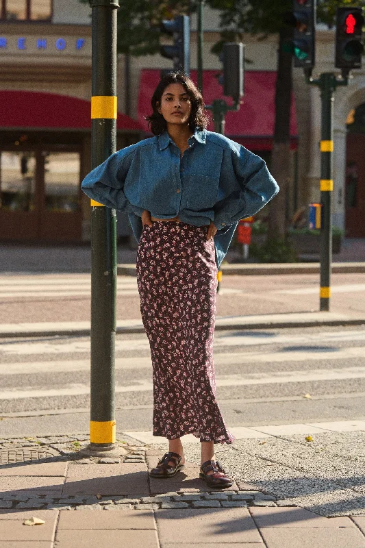COHEN MAXI SKIRT FRENCH PRINT belted skirt waist