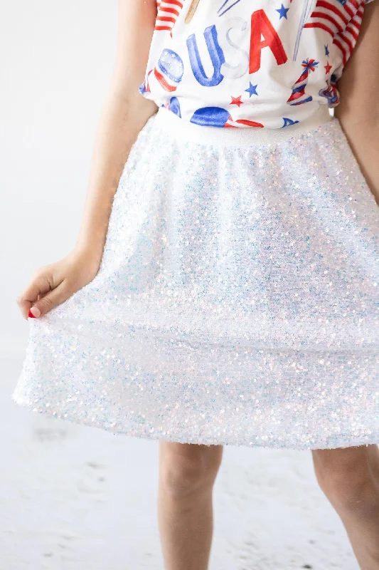 Disco Sequin Twirl Skirt asymmetrical skirt cut