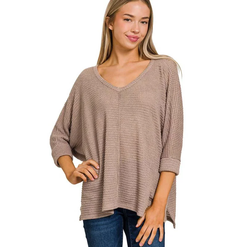 Waffle High Slit Sweater Wool Fabric Cashmere Fabric Tweed Fabric