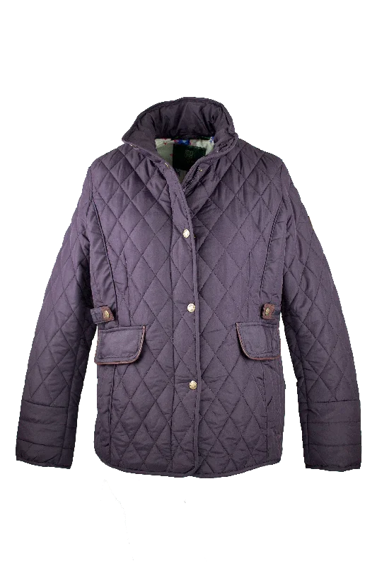 LJ002 - Ladies Maya Quilted Jacket - PLUM Zippered Front Buttoned Front Snap Front