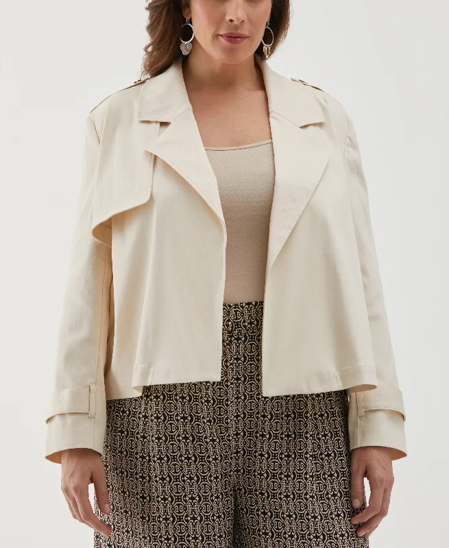 Plus Size Crop Trench Jacket Collared Jacket Crew Neck Jacket Turtle Neck Jacket