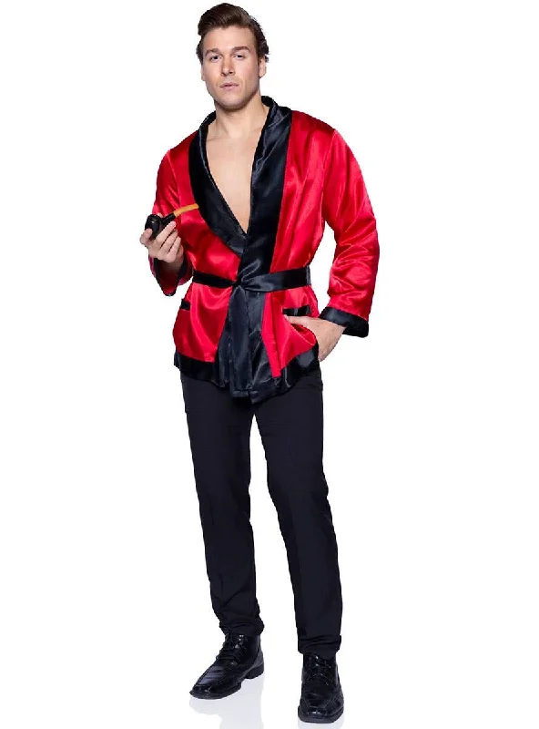 Bachelor Mens Red Smoking Costume Jacket Welt Pockets Slit Pockets Flap Pockets