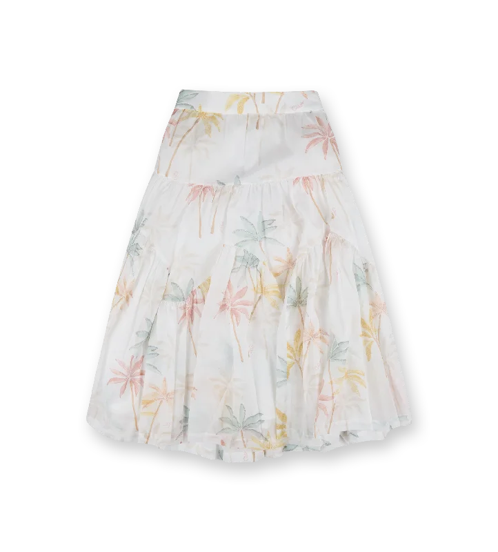 Floral-print Midi Skirt Multicolor wool skirt breathable