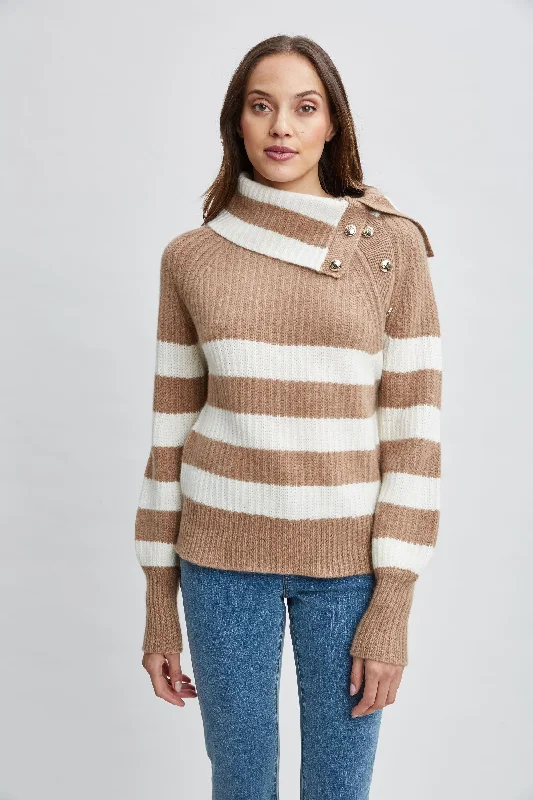 Cashmere Stripe Sweater Beaded Sweater Sequined Faux Fur