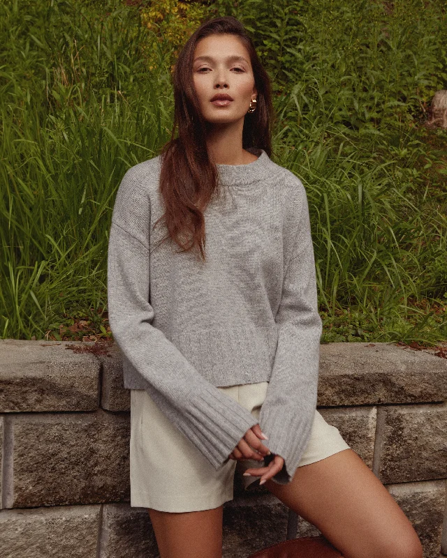 Perla Merino Wool Sweater Boat Neck Shawl Collar Notched Collar