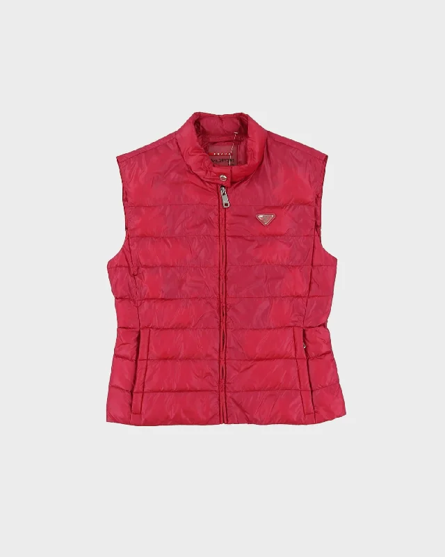 Vintage 90s Prada Pink Sleeveless Gilet Puffer Jacket - S Embroidered Jacket Appliqued Jacket Beaded Jacket Vintage 90s Prada Pink Sleeveless Gilet Puffer Jacket - S Embroidered Jacket Appliqued Jacket Beaded Jacket