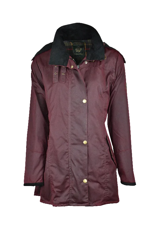W02 - Women's Olivia Waxed Jacket - PLUM Hoodie Zip-Up Jacket Button-Up Jacket