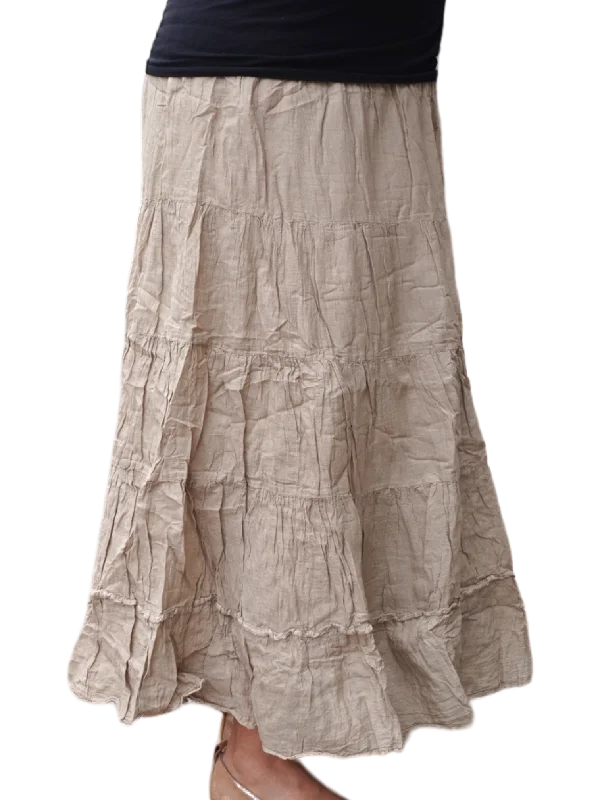 Tan Cotton Voile Tiered Skirt cashmere skirt fine