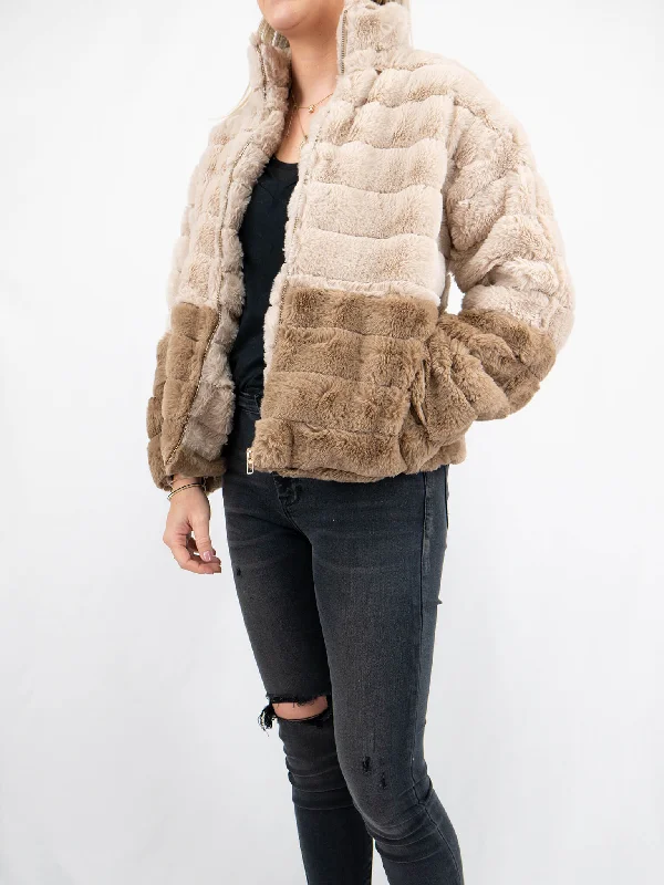 Colorblock Fur Jacket Jersey Jacket Tulle Jacket Batik Jacket