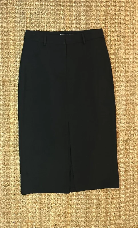 Black, Knee Length Skirt w/Front Slit modal blend skirt