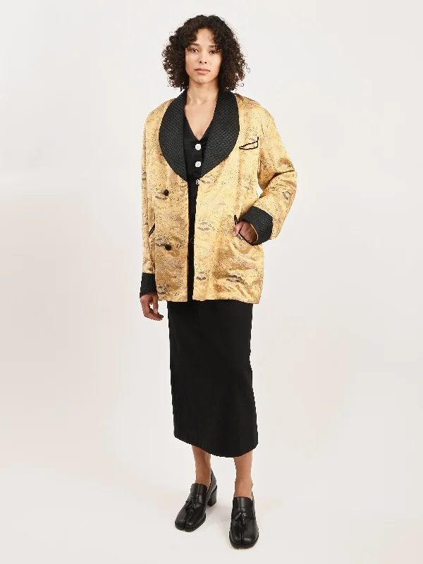 Gold Smoking Jacket V-Neck Jacket Boat Neck Jacket Square Neck Jacket