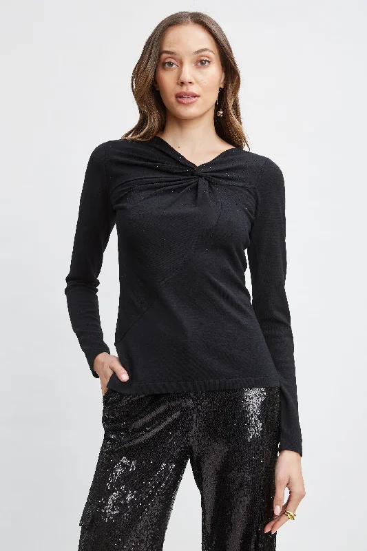 Crystal Knot Wool Sweater Turtle Neck Boat Neck Asymmetrical Neck
